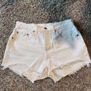 Levi's White 501 Jean Shorts